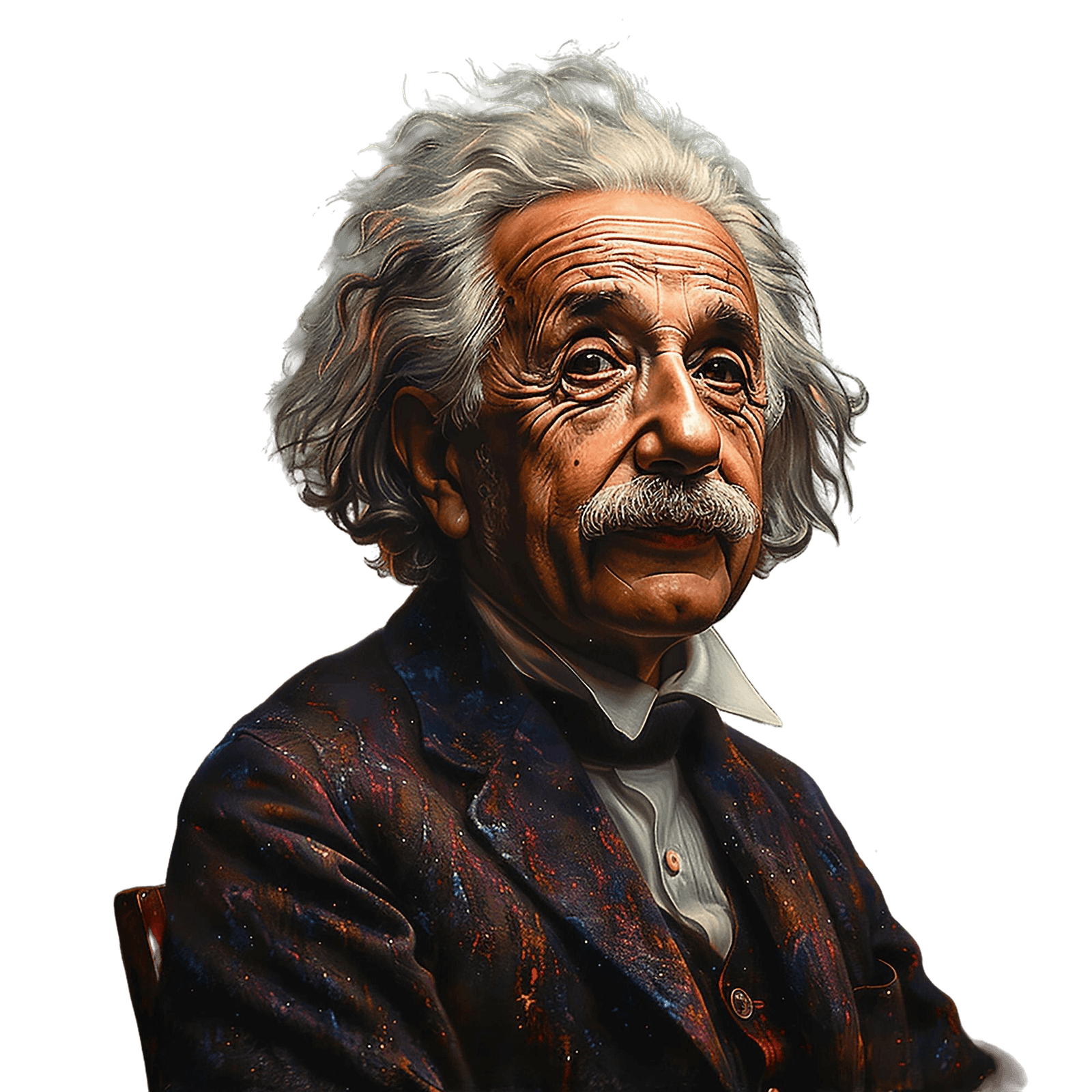 دورة المحادثة الاحترافية 3 albert einstein with psychedelic swirling galaxy vibrant abstract portrait 1